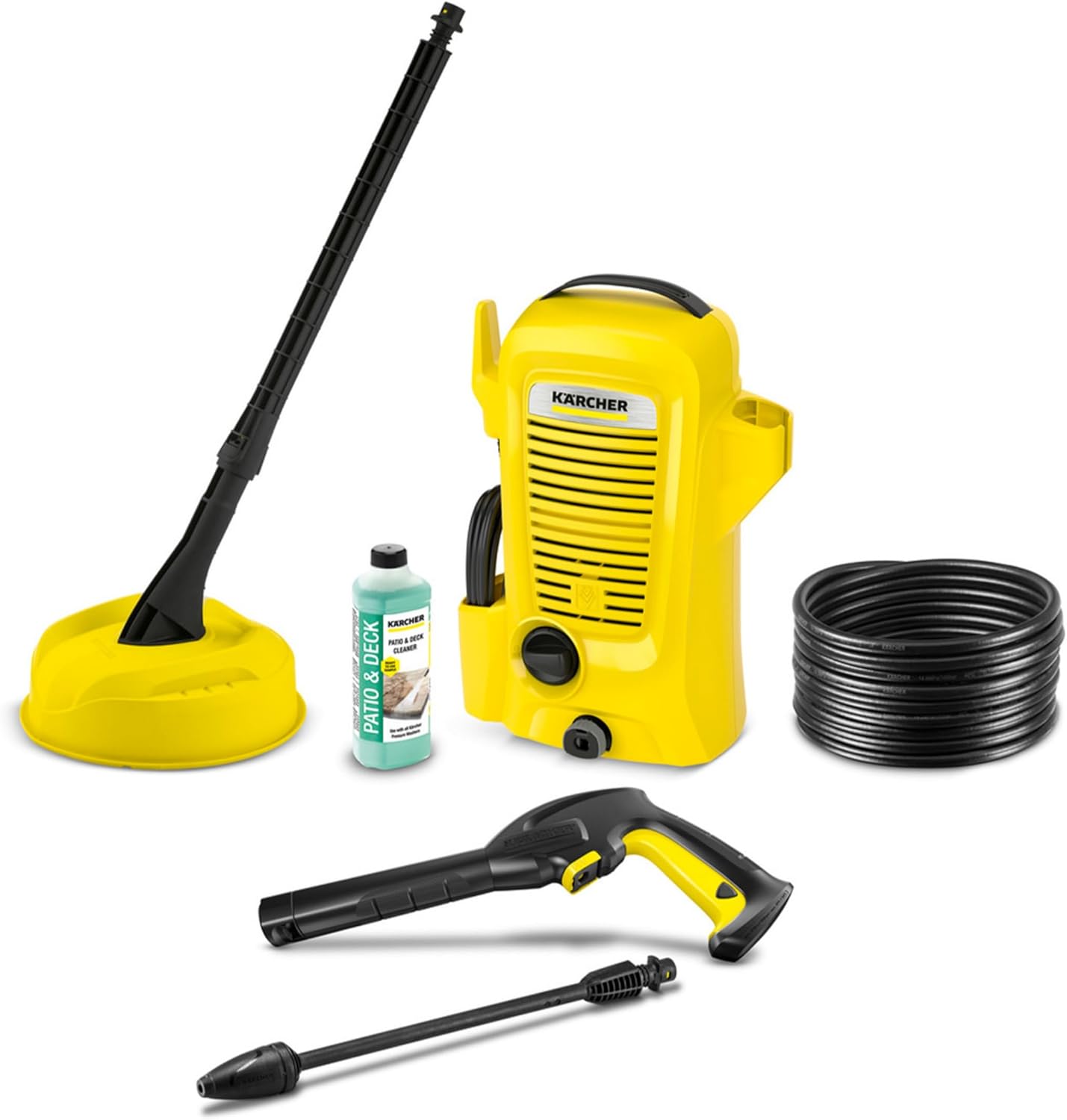 Kärcher Hochdruckreiniger K 2 Universal Edition Home, Druck: max. 110 bar, Fördermenge: 360 l/h, Fläche: 20 m²/h, Wasserfilter, Gewicht: 3,8 kg, Hochdruckschlauch und -Pistole, Dreckfräser, Home Kit