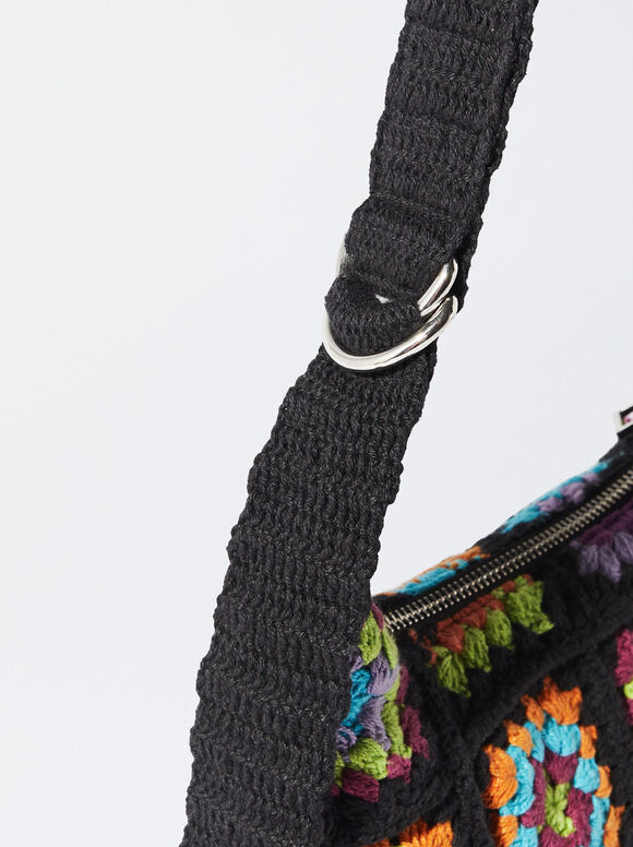 Bolsa de ombro de crochê - Preta