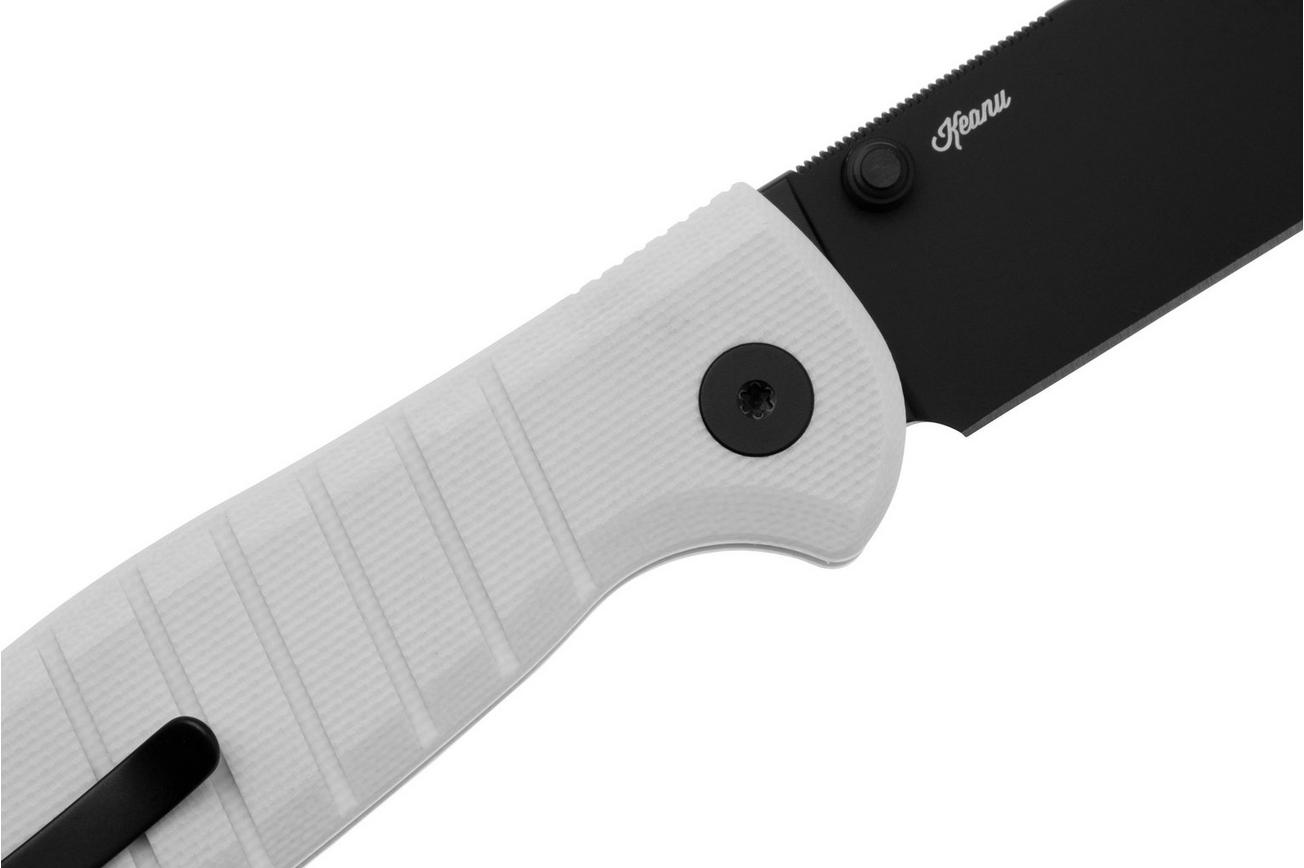 Bestechman Goodboy Jr BMK10I PVD D2, White G10 zakmes, Keanu design
