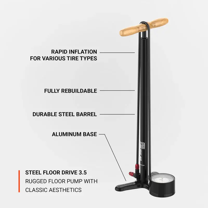 Lezyne Steel Floor Drive 3.5 ABS-1 Fietspomp Zwart