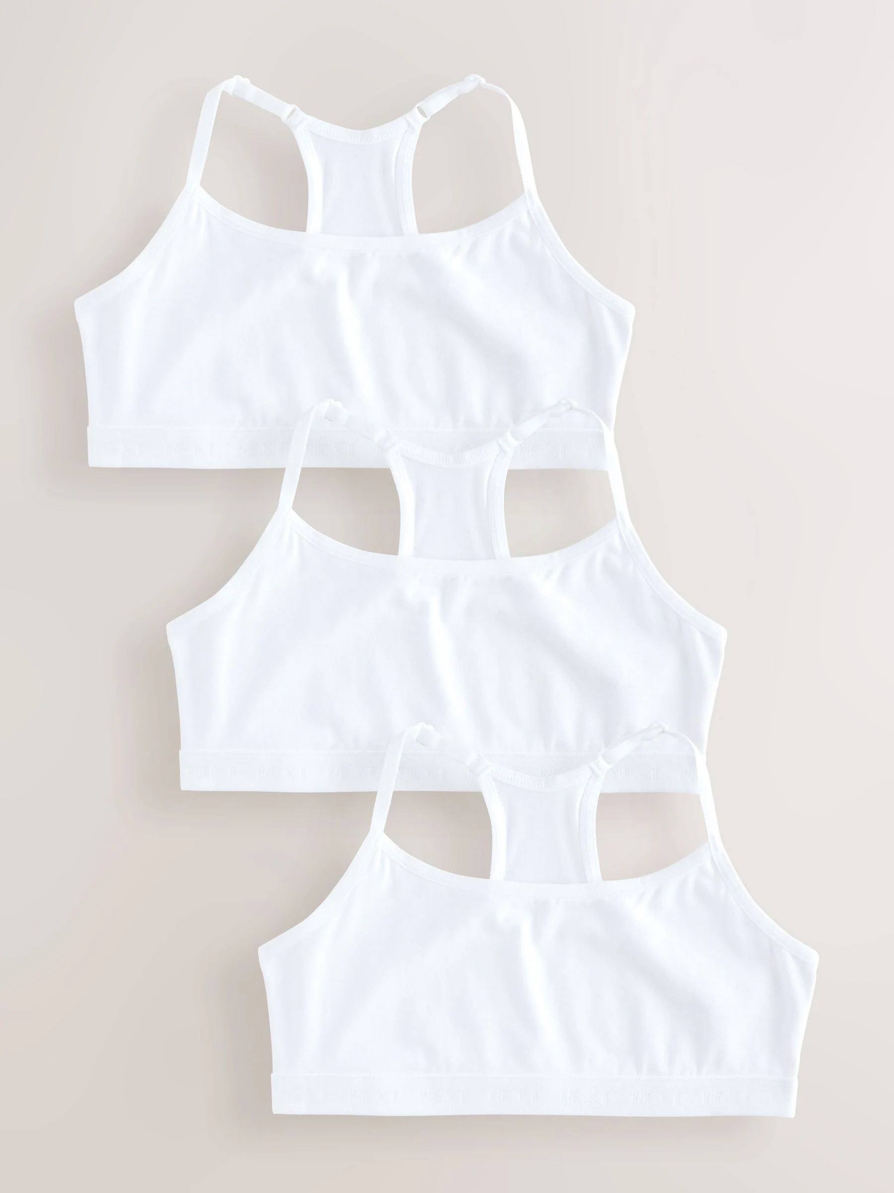 Wit - Set van 3 cropped tops met racerback en bandjes (5-16jr)