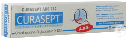 Curasept ADS 712 Pâte Dentifrice Gel 0,12% Chlorhex. Tube 75ml