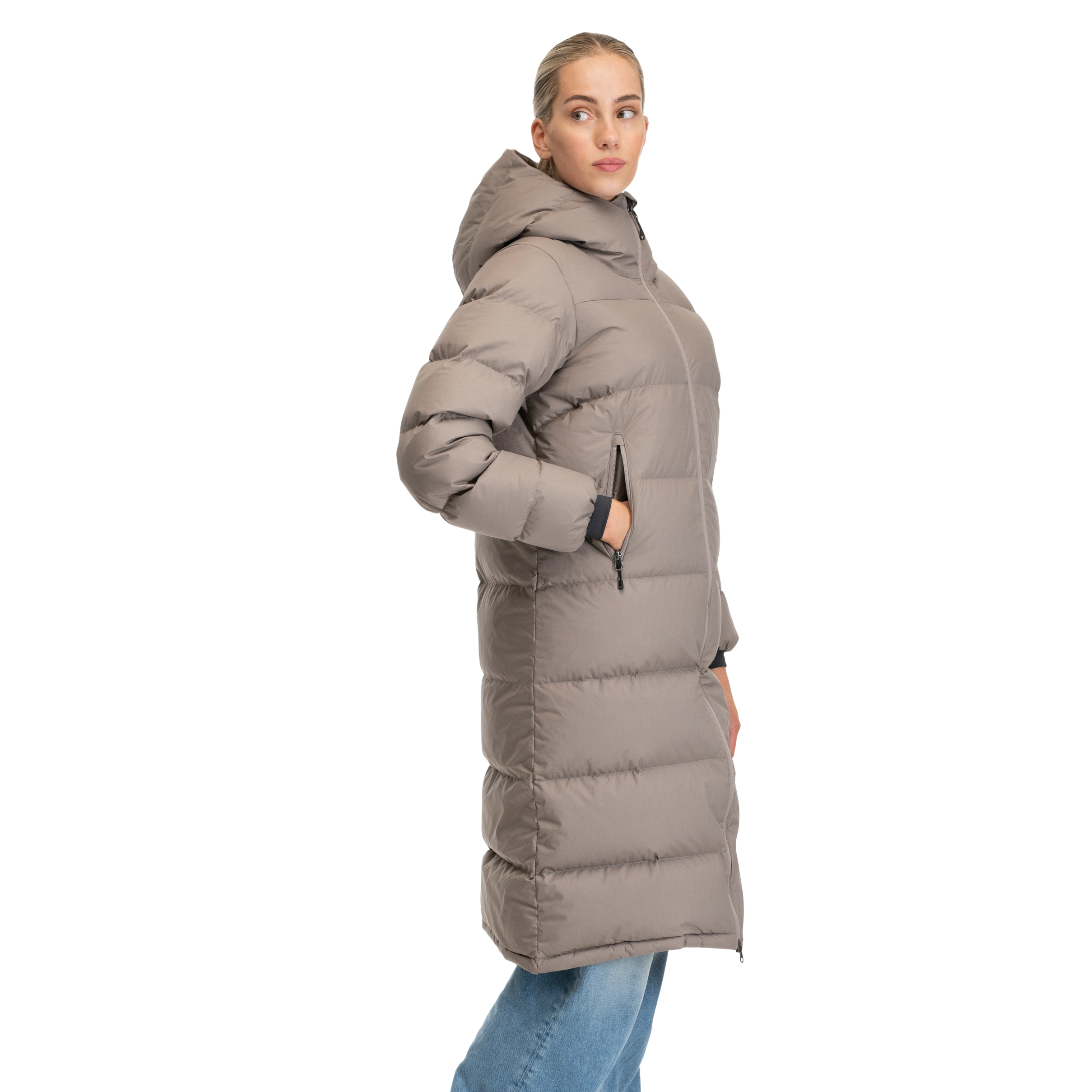 Urban Down Long Coat Women Rock Taupe