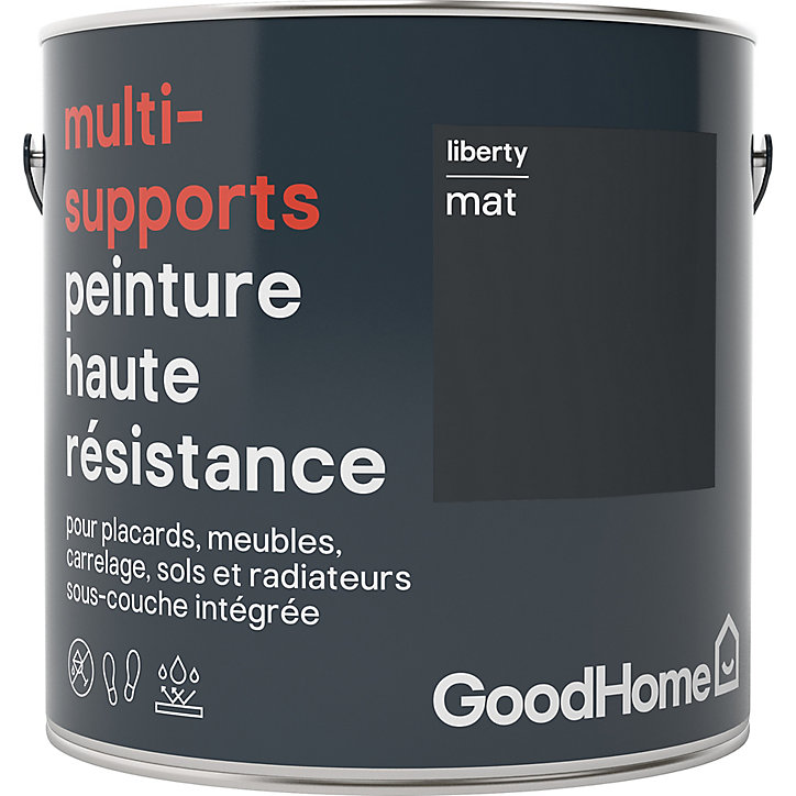 Peinture haute résistance multi-supports GoodHome noir Liberty mat 2L