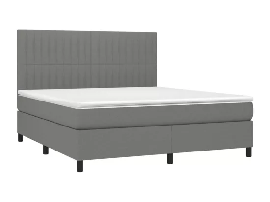 Sommier tapissier et matelas et LED Gris foncé 180x200 cm Tissu