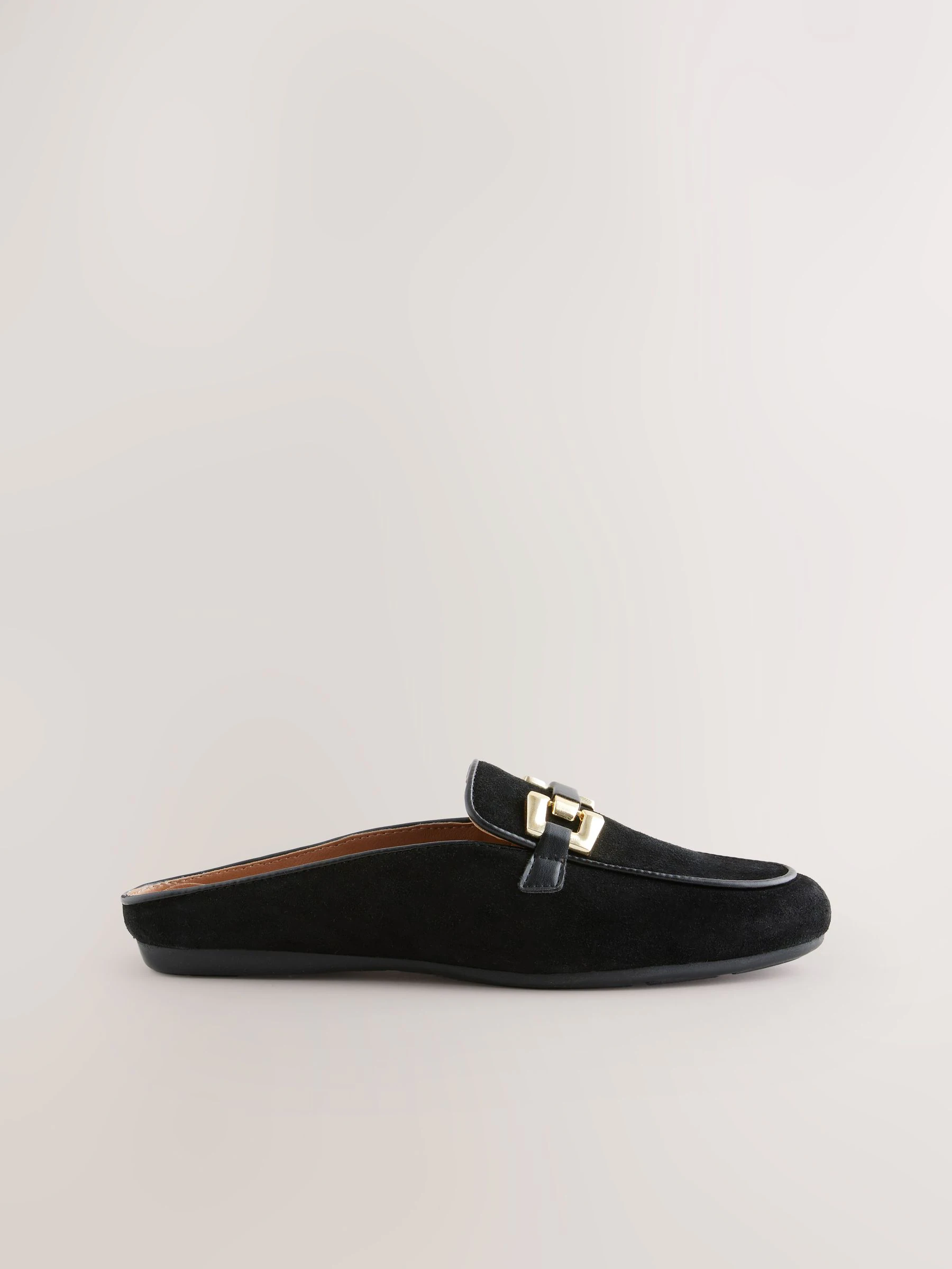 Zwart - Forever Comfort® Leather Hardware Trim Detail Loafer Mules