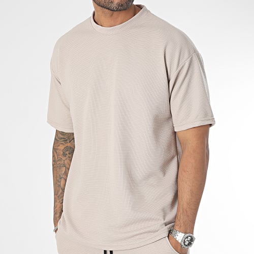Ensemble Tee Shirt Et Short Jogging Beige