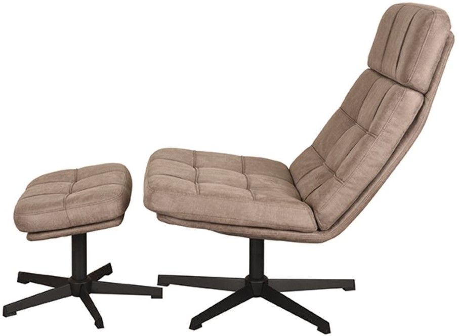 Draaifauteuil met hocker Taupe CH-73.028 Alvar B53 x D57 x H83 cm