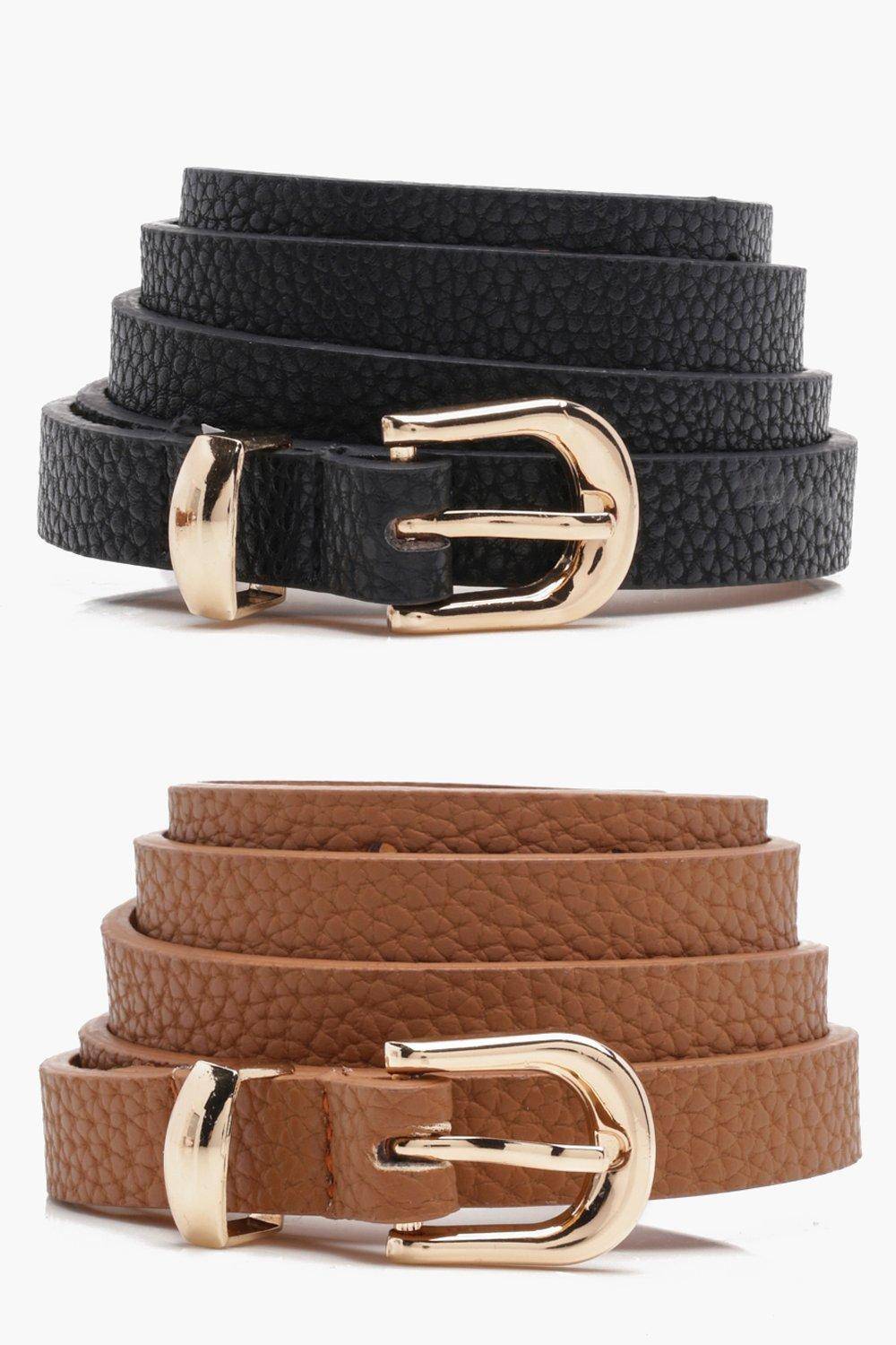 boohoo Basic Skinny Belts 2 Pack