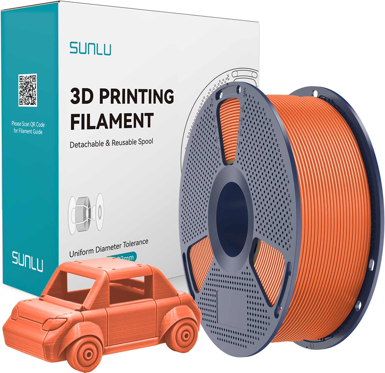 SUNLU  PETG Sunny Orange, 1,75 mm / 1000 g    Zähes, leicht zu druckendes PETG Filament