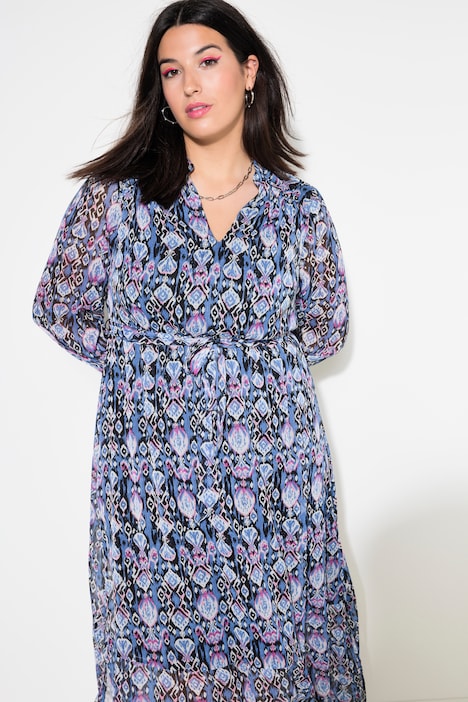 Maxikleid, A-Line, grafischer Print, elastische Taille