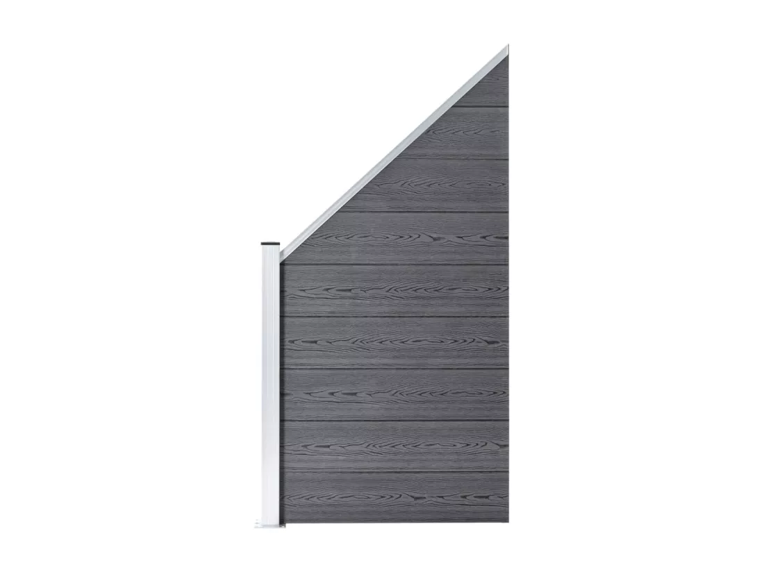 Ensemble de clôture WPC 6 Carré + 1 Incliné 1138x186 Gris