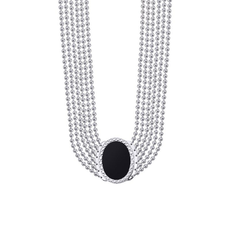 Collier Argent Jacky Chaine Boule Pierre Onyx