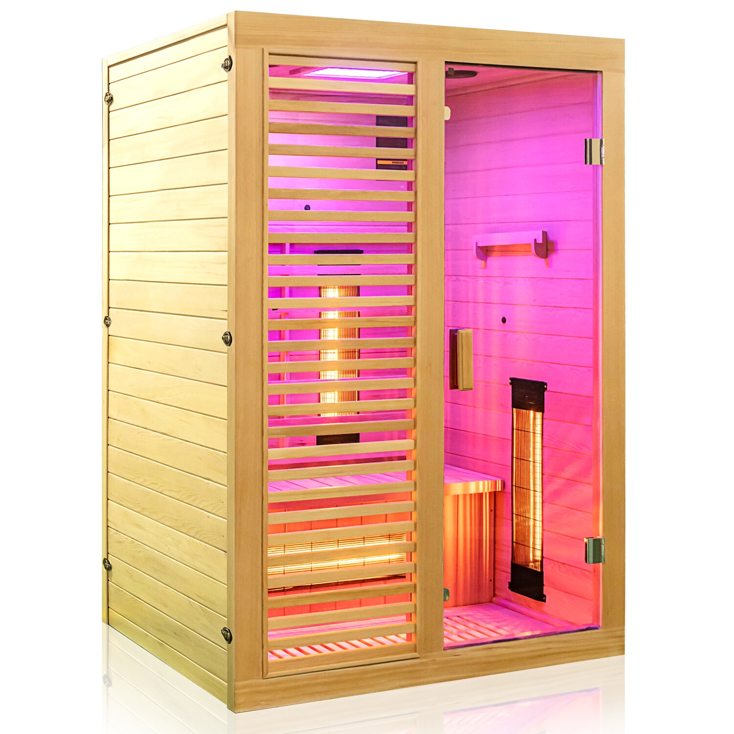 Dewello® Infrarotkabine Infrarotsauna HAMLIN 130cm x 105cm inkl. 5 Vollspektrumstrahler, Bodenstrahler, 2 Personen, LED
