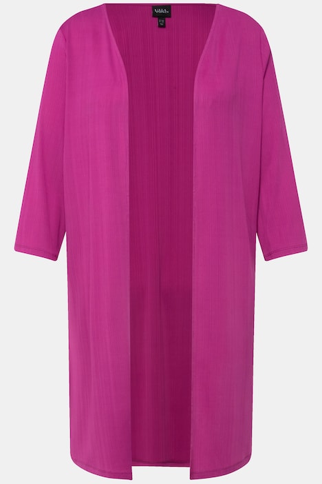 Longjacke, Rippjersey, offene Form, V-Ausschnitt