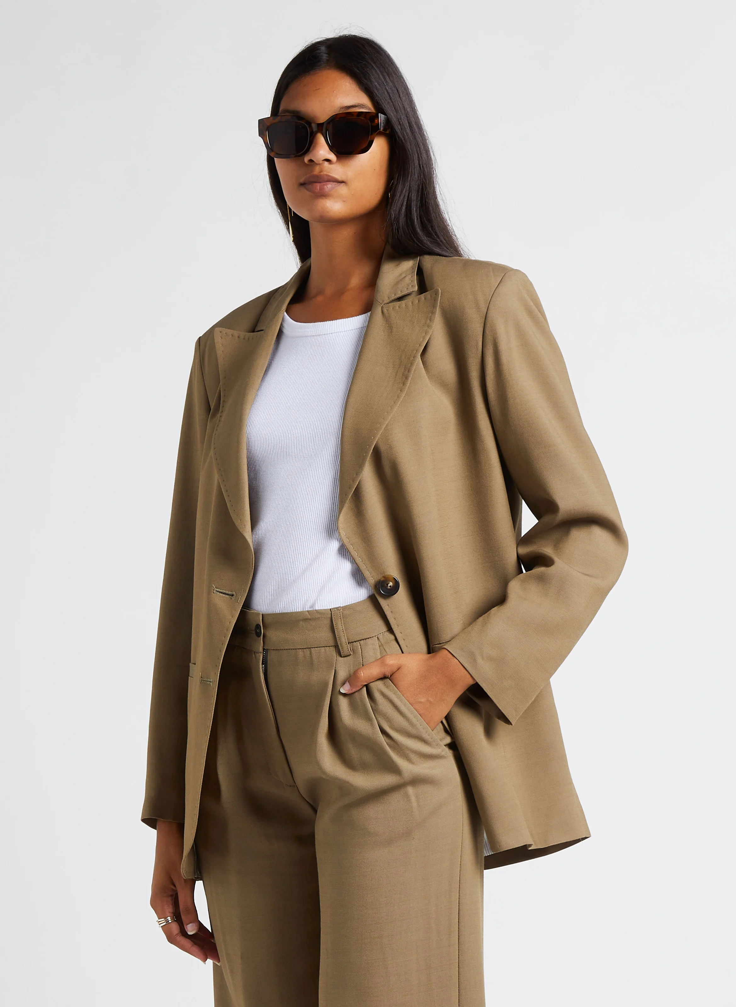 VILLO - Veste de tailleur droite| Beige