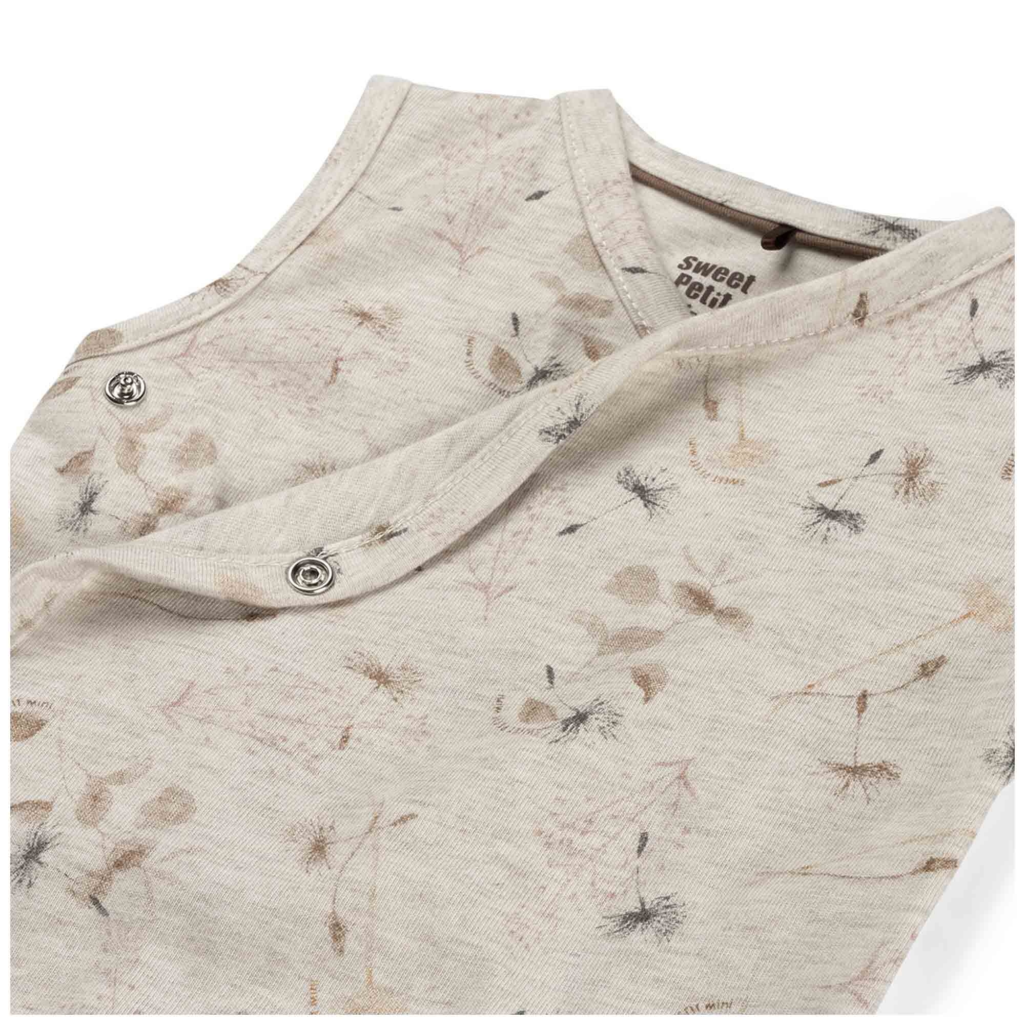 Sweet Petit Mini newborn romper mouwloos all over print beige
