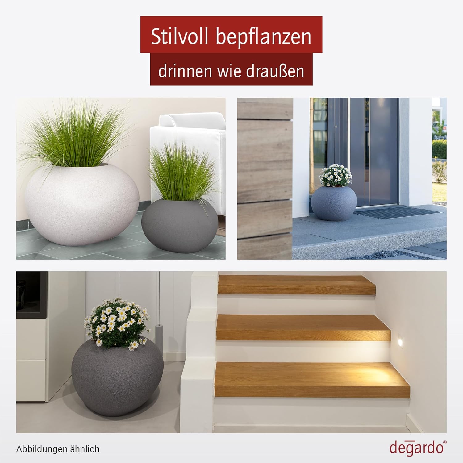 Blumentopf bruchfest I Pflanzkübel für Innen und Außen I Design Pflanztopf Made In Germany I Pflanzstein Frostsicher I Blumenkübel STORUS VII