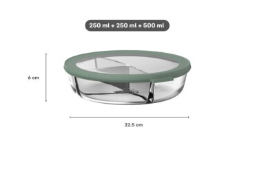 Cirqula glazen meal prep tray met 3 vakken 1000 ml – Nordic sage