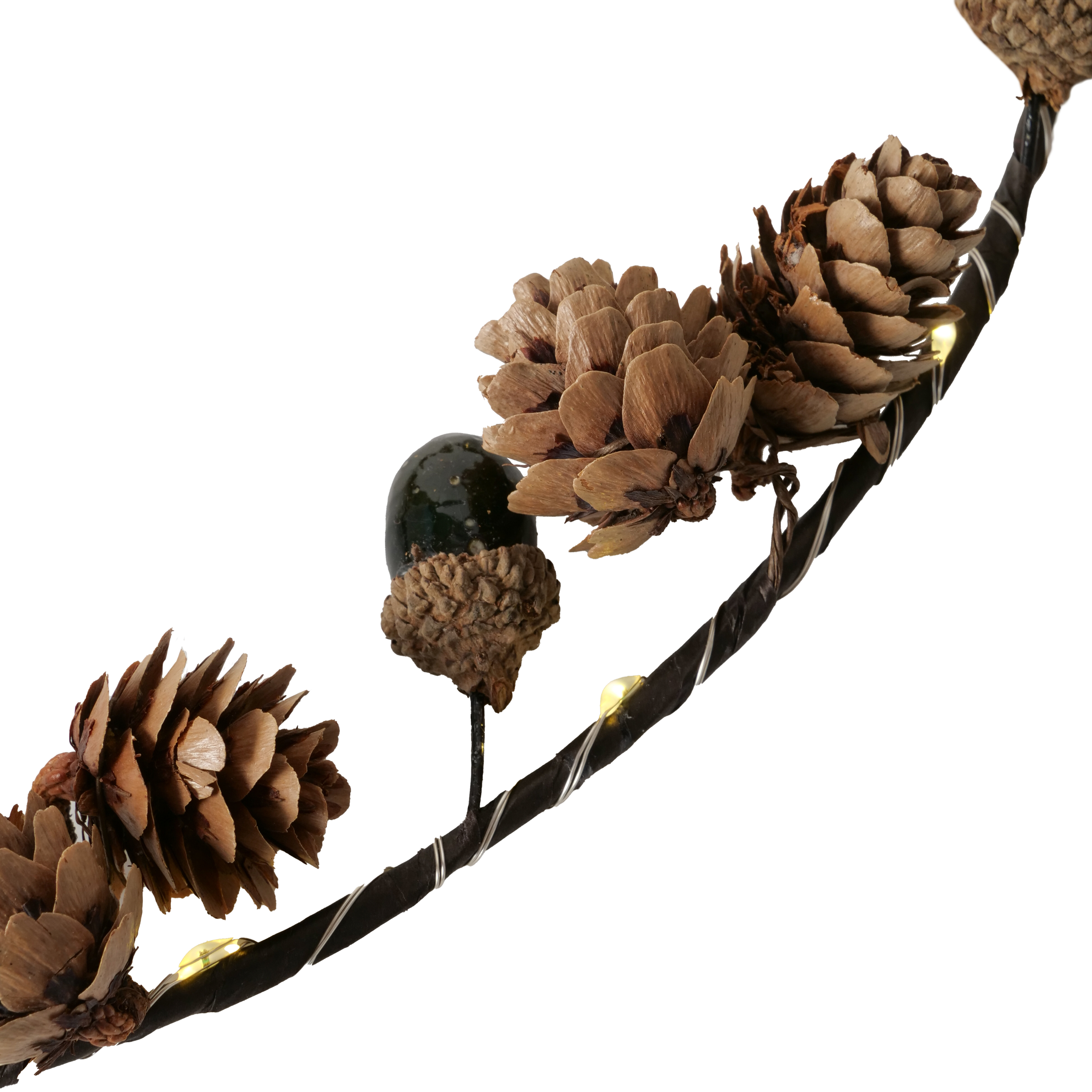 Dekoanhänger - natur - rund - LED-Beleuchtung