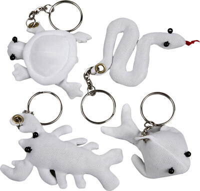 Stoffigurer Med Nøglering - Str. 4-8 CM - Hvid - 4 Stk