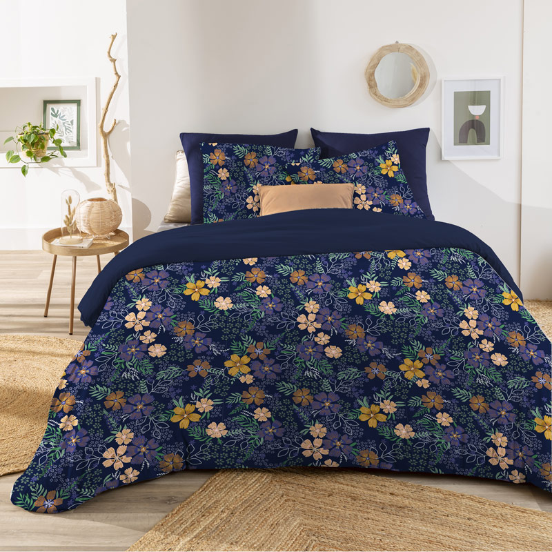 Parure de lit microfibre 'Leana' bleu