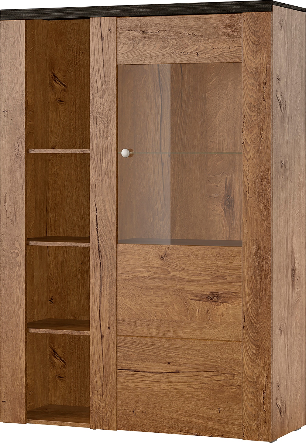 Home affaire Vitrine »Larona, zeitlose Glasvitirne, Hochschrank Höhe 145 cm« Stauraumvitrine mit dekorativer Rahmenoptik,