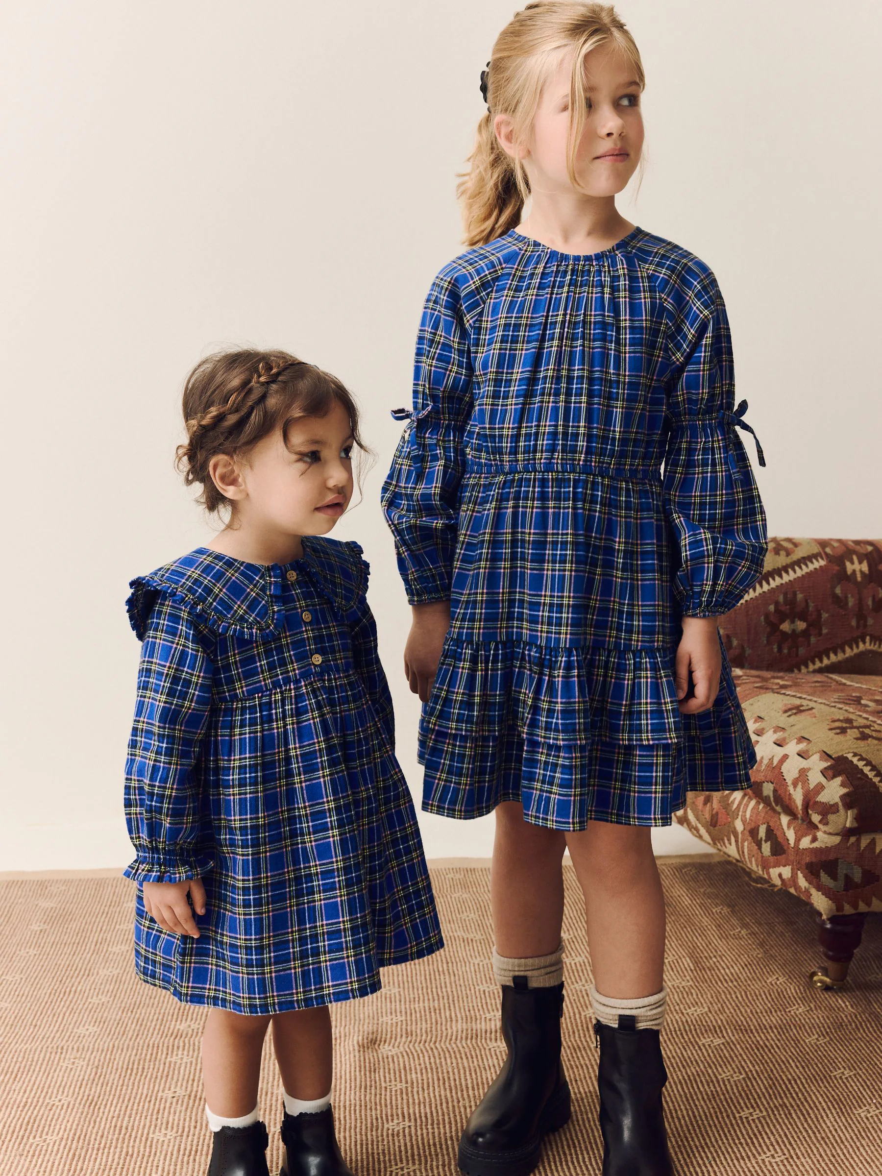 Blauw - Check Dress (3-16yrs)