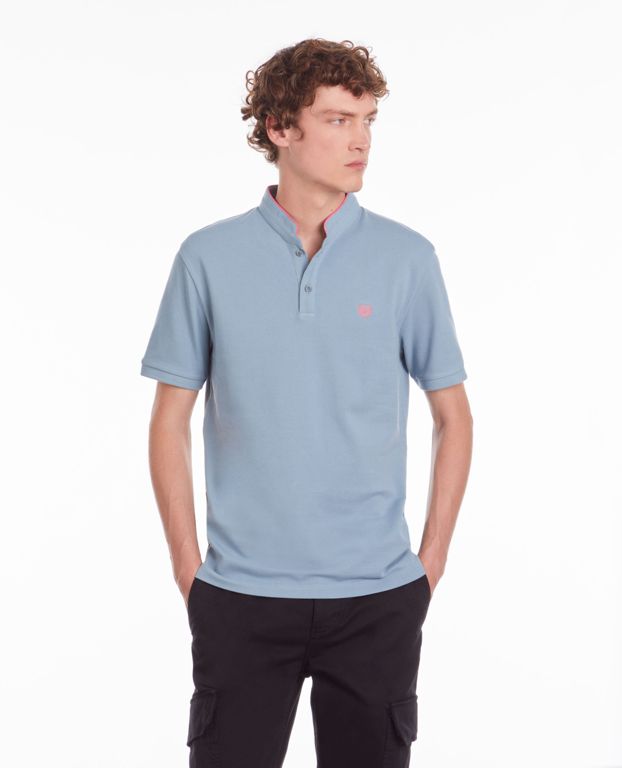 Polo bleu clair en coton