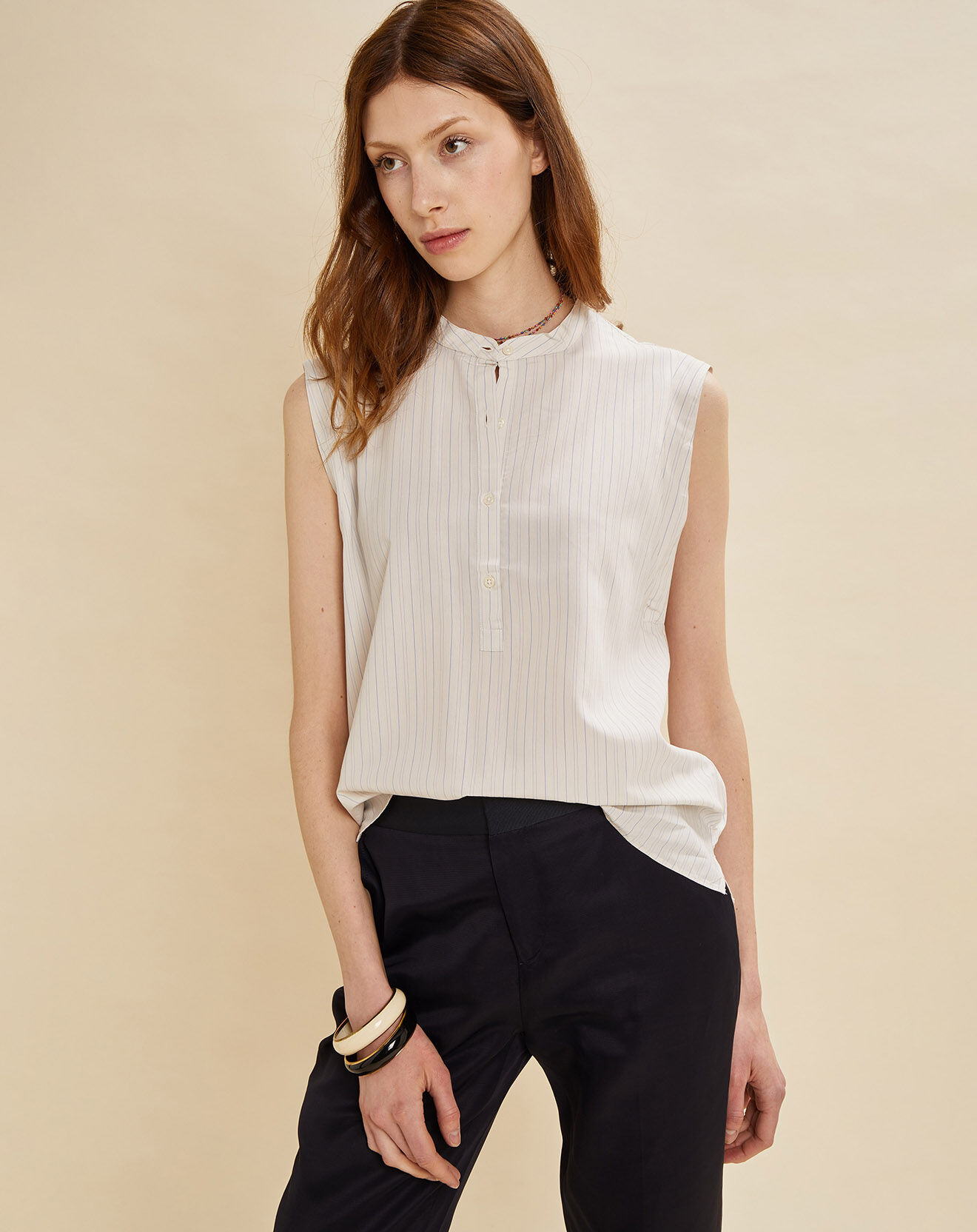Chloé Stora Blouse Bastia rayée écrue