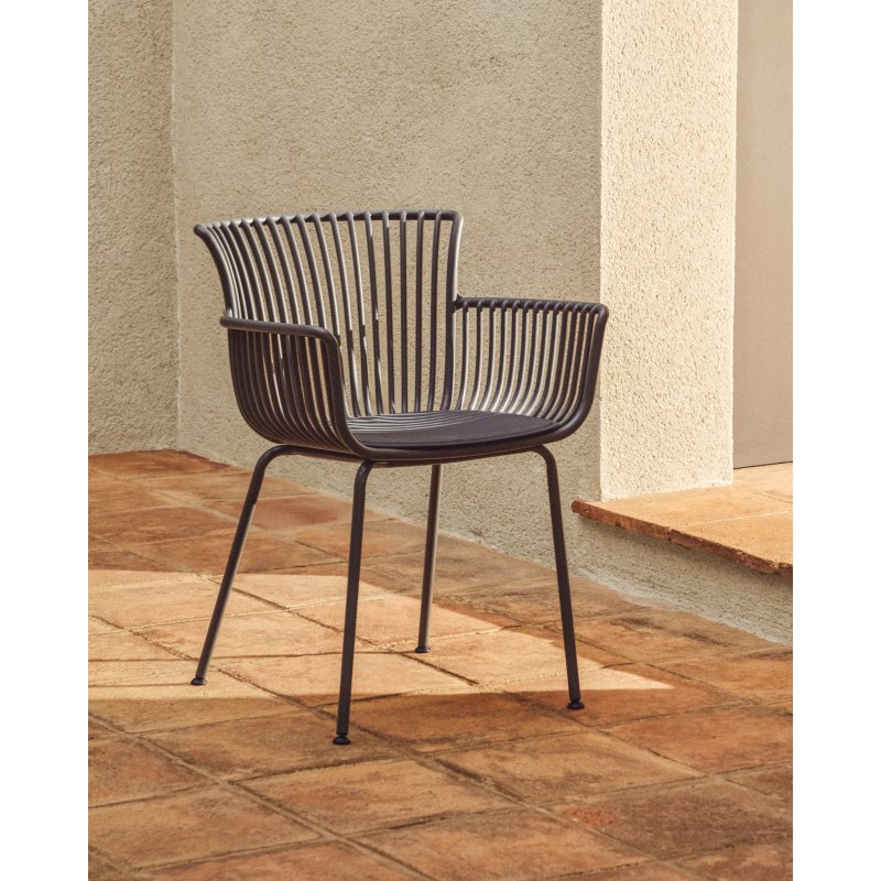 Chaise d’extérieur Surpika avec pieds en acier graphite