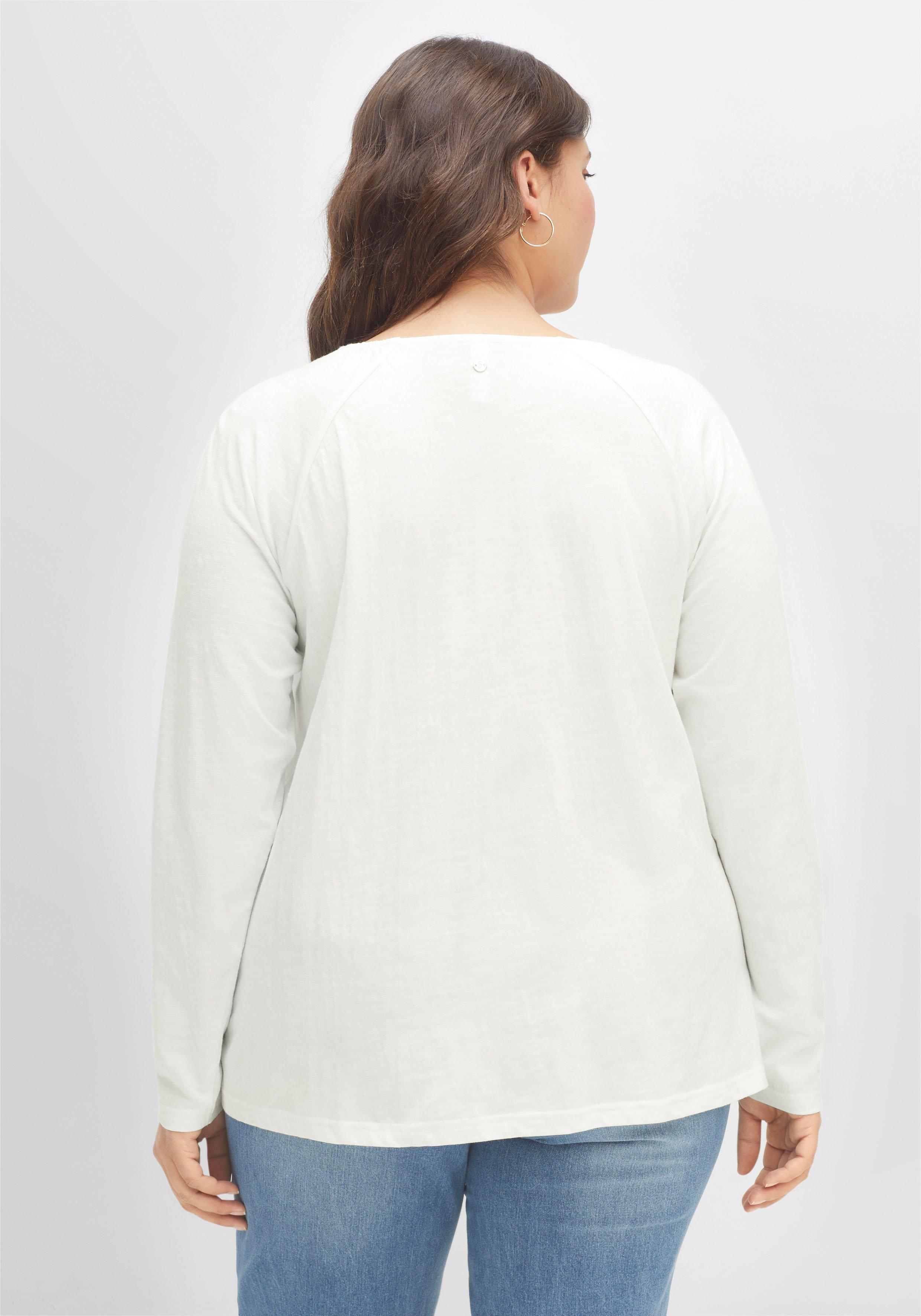 Langarmshirt mit Knopfleiste, in leichter A-Linie