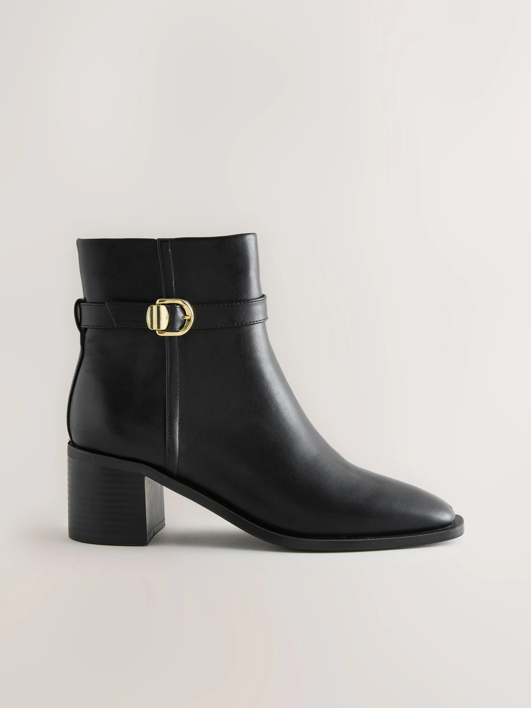 Zwart - Forever Comfort® Buckle Trim Block Heel Ankle Boots