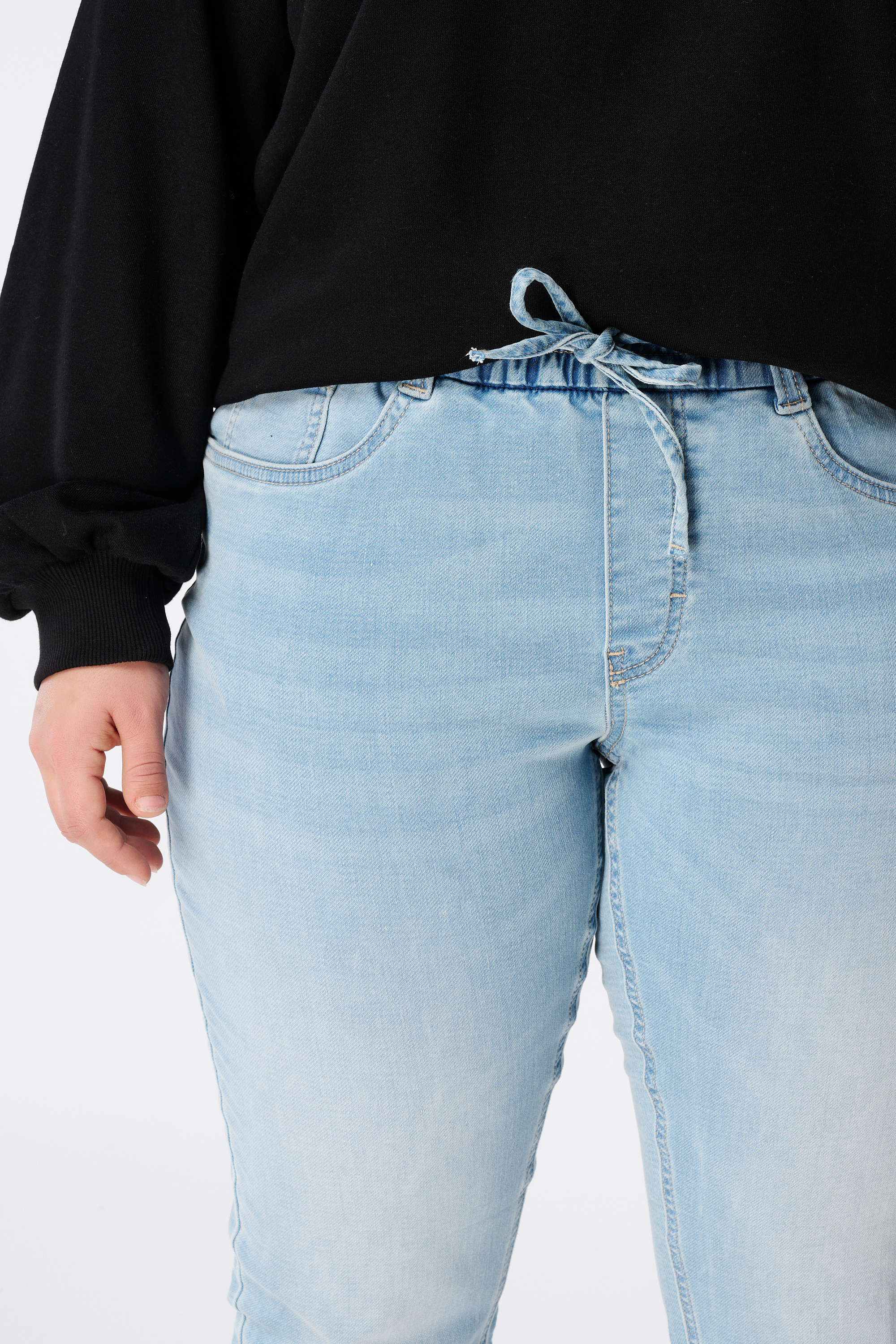 Denim jogger broek Bleached Denim
