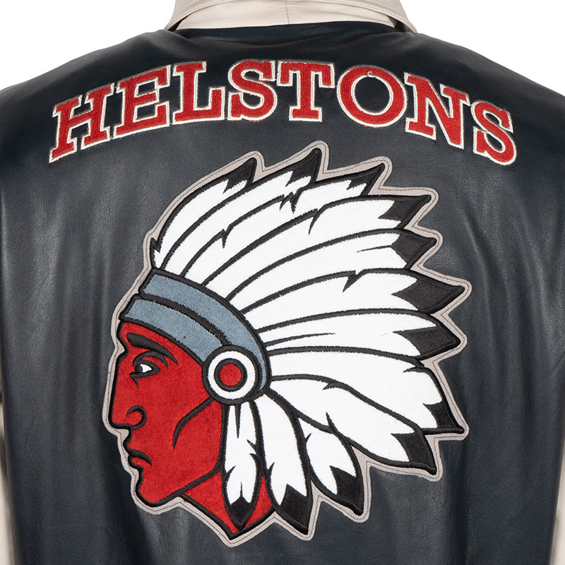 Helstons - Blouson Cheyenne Cuir Rag Bleu / Beige