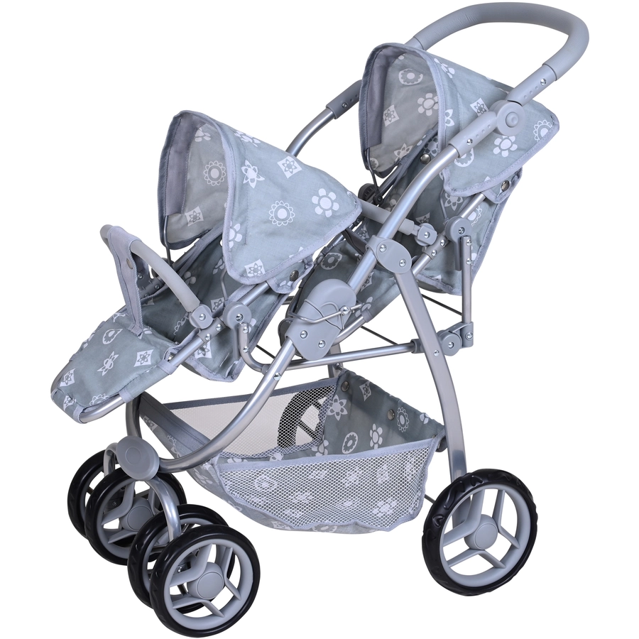 knorr toys® Zwillingspuppenwagen Milo - Royal grey grau