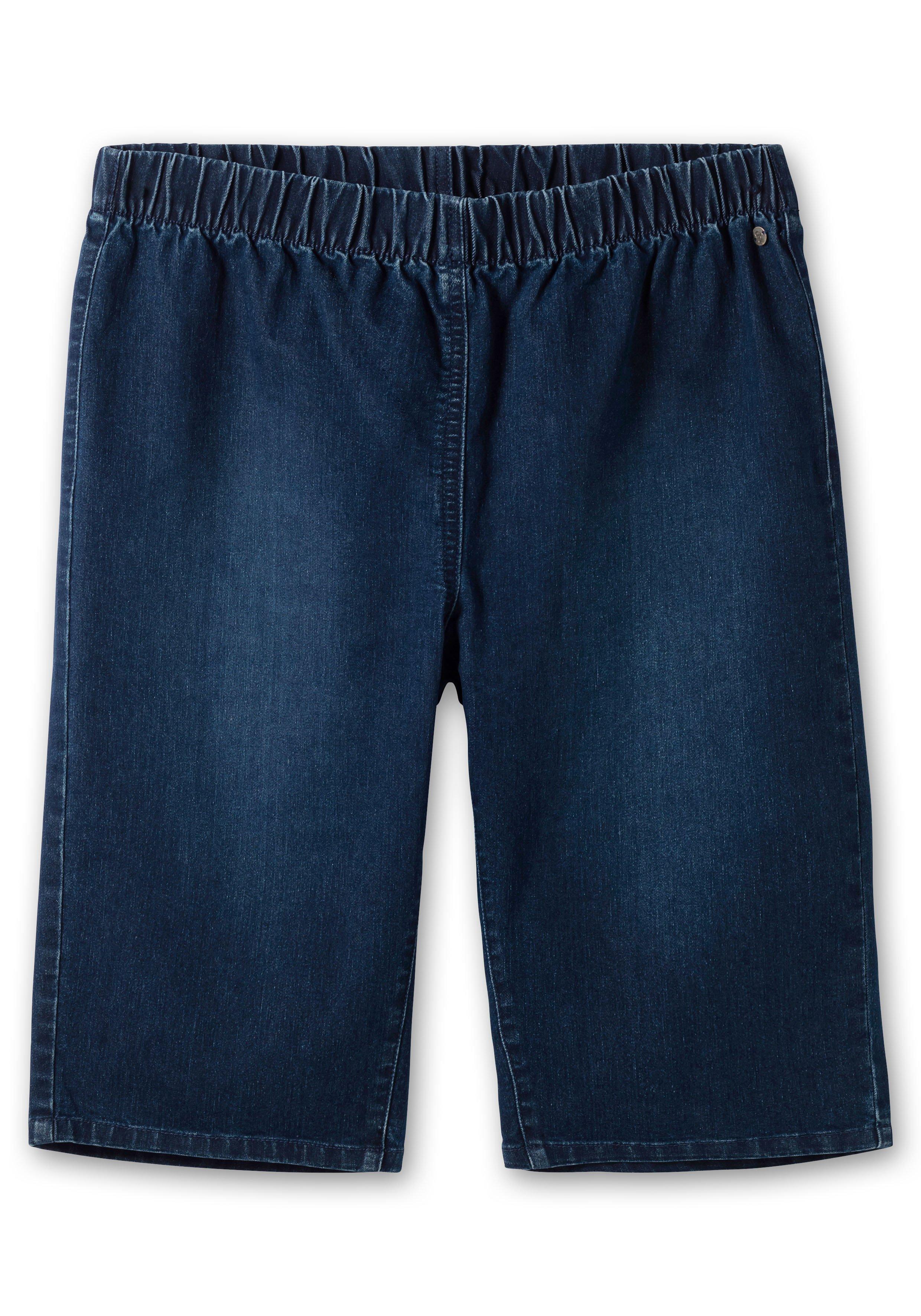 Schmale Jeans-Bermudas, mit Gummibund