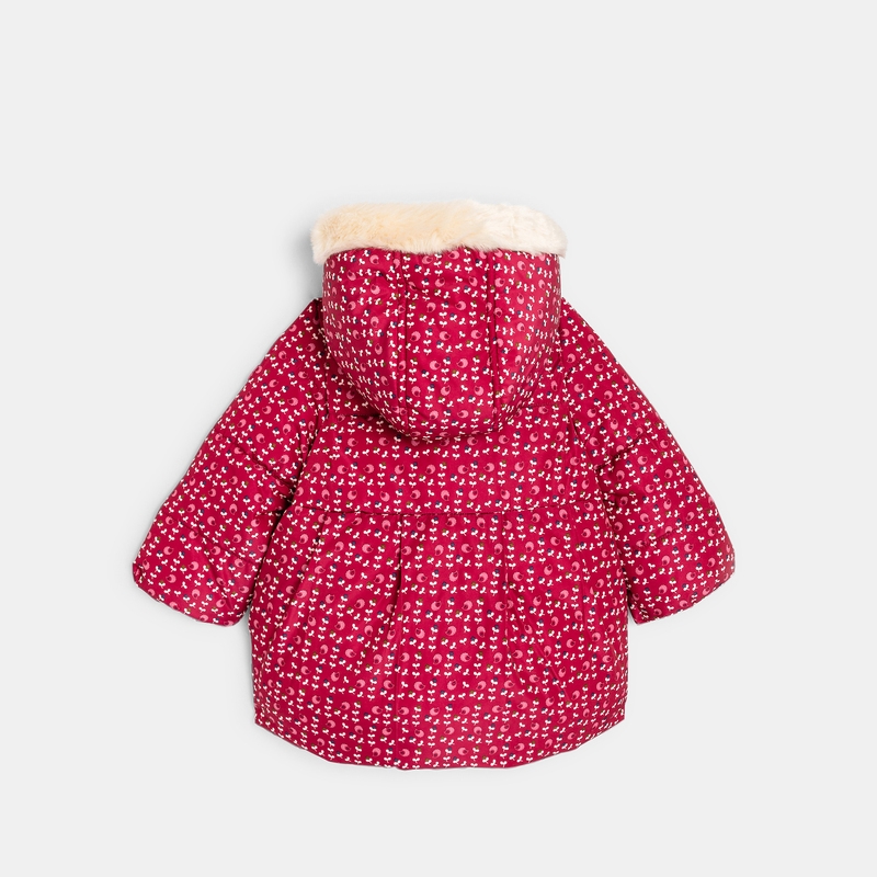Manteau matelassé doublé fleuri rose bébé fille