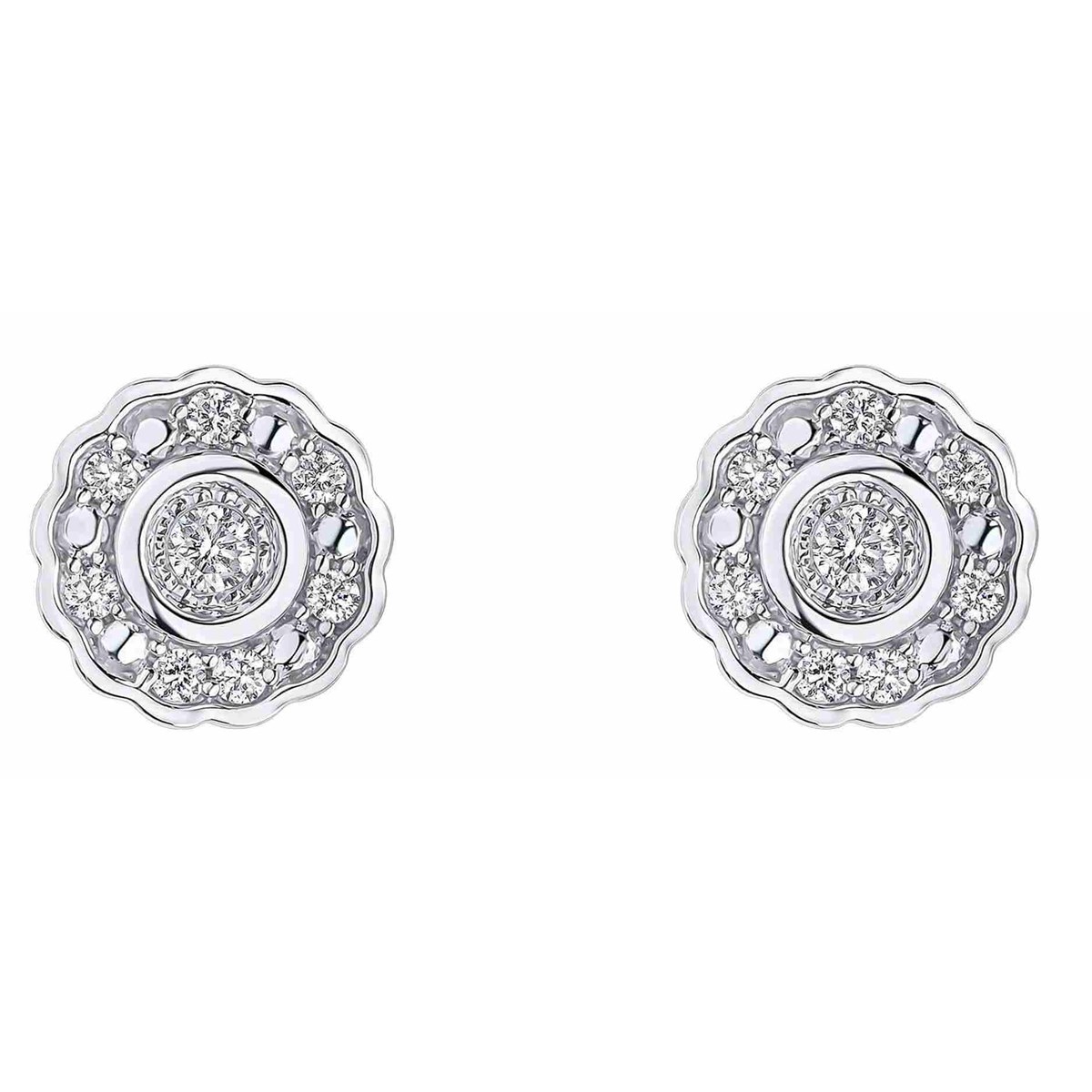 Boucle d'oreille diamant en or blanc 375