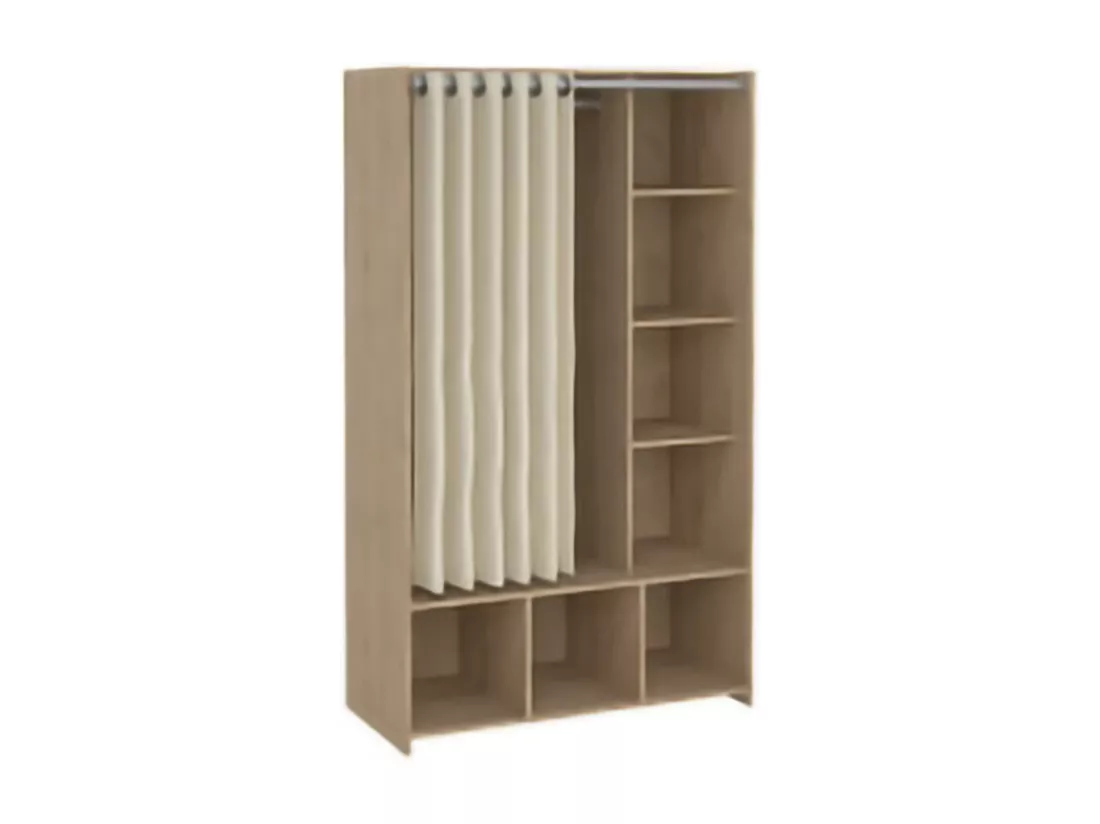 Grande Garde-robe Dseverin, Meubles de chambre, Penderie de plain-pied, Placard à vêtements, 105x48 h180 cm, Chêne clair et Beige