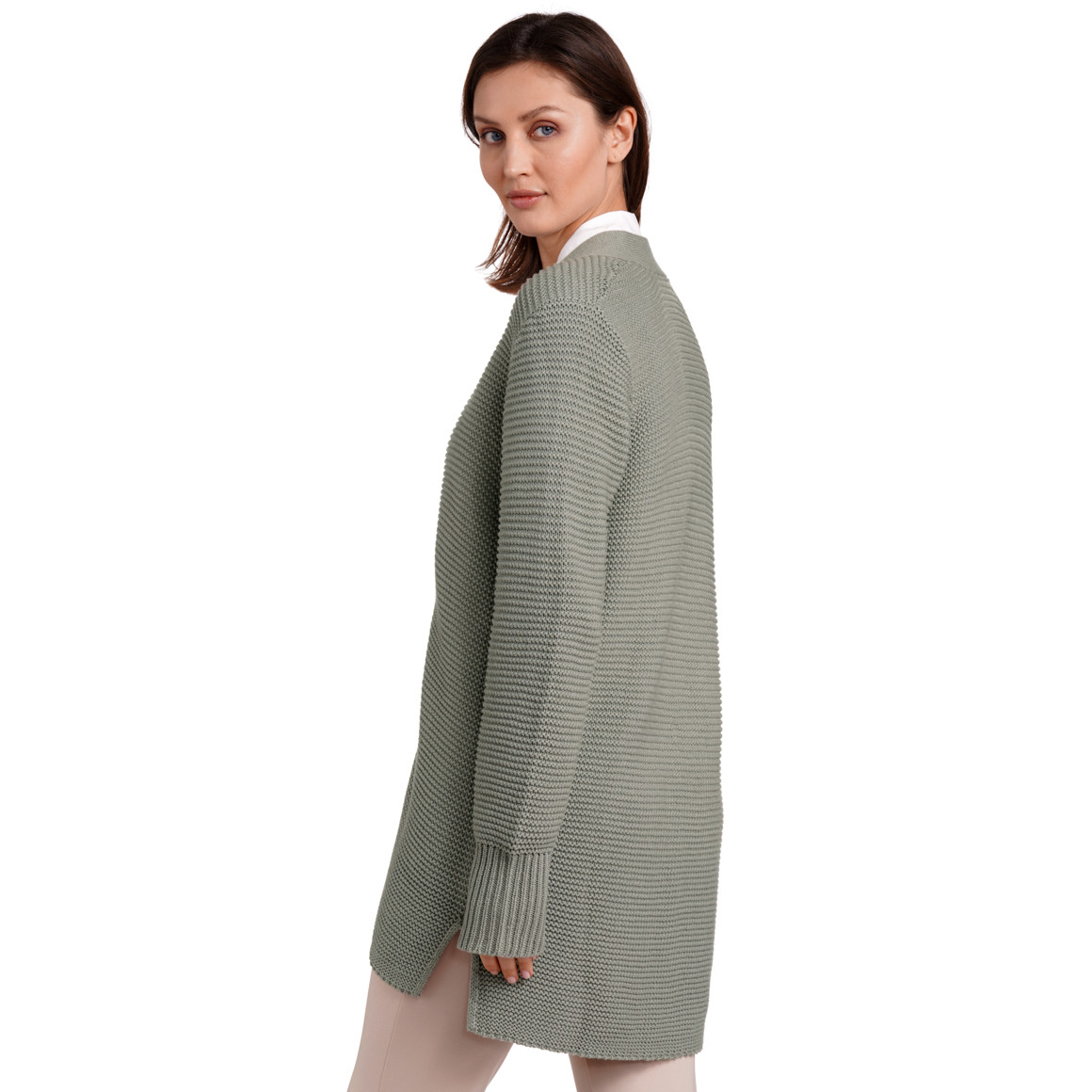 Gina Benotti Damen Strickjacke mit breiten Bündchen oliv