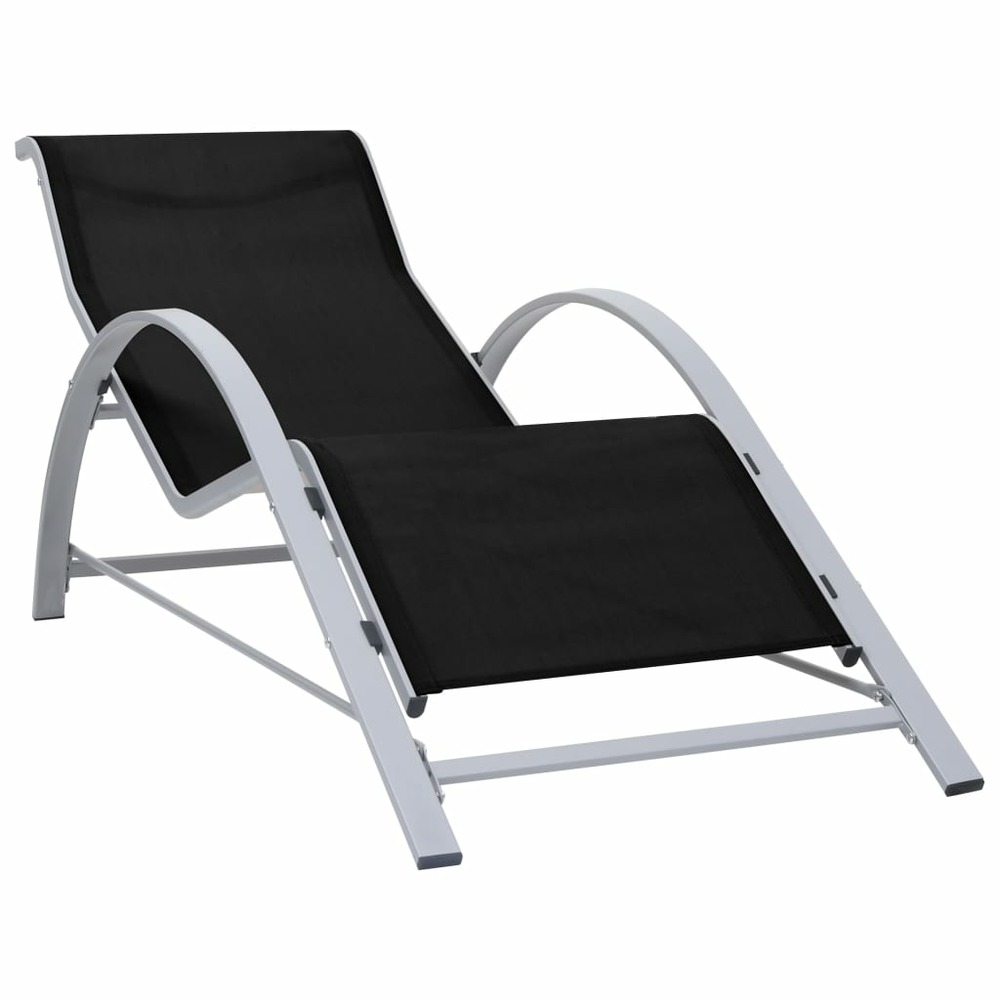 Lot de 2 transats chaise longue bain de soleil lit de jardin terrasse meuble d'extérieur avec table aluminium noir