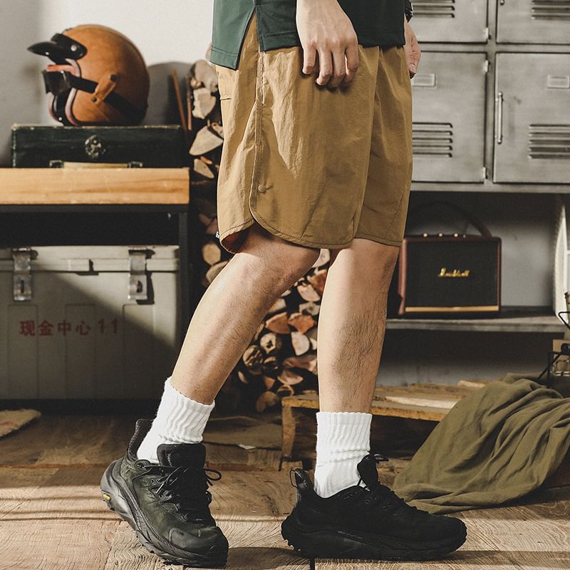 Acrius - Hoge taille, effen, wijde cargoshorts