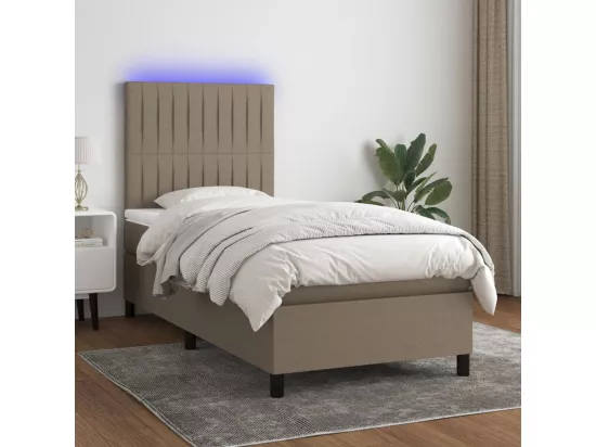 Sommier tapissier avec matelas et LED Taupe 90x190 cm Tissu