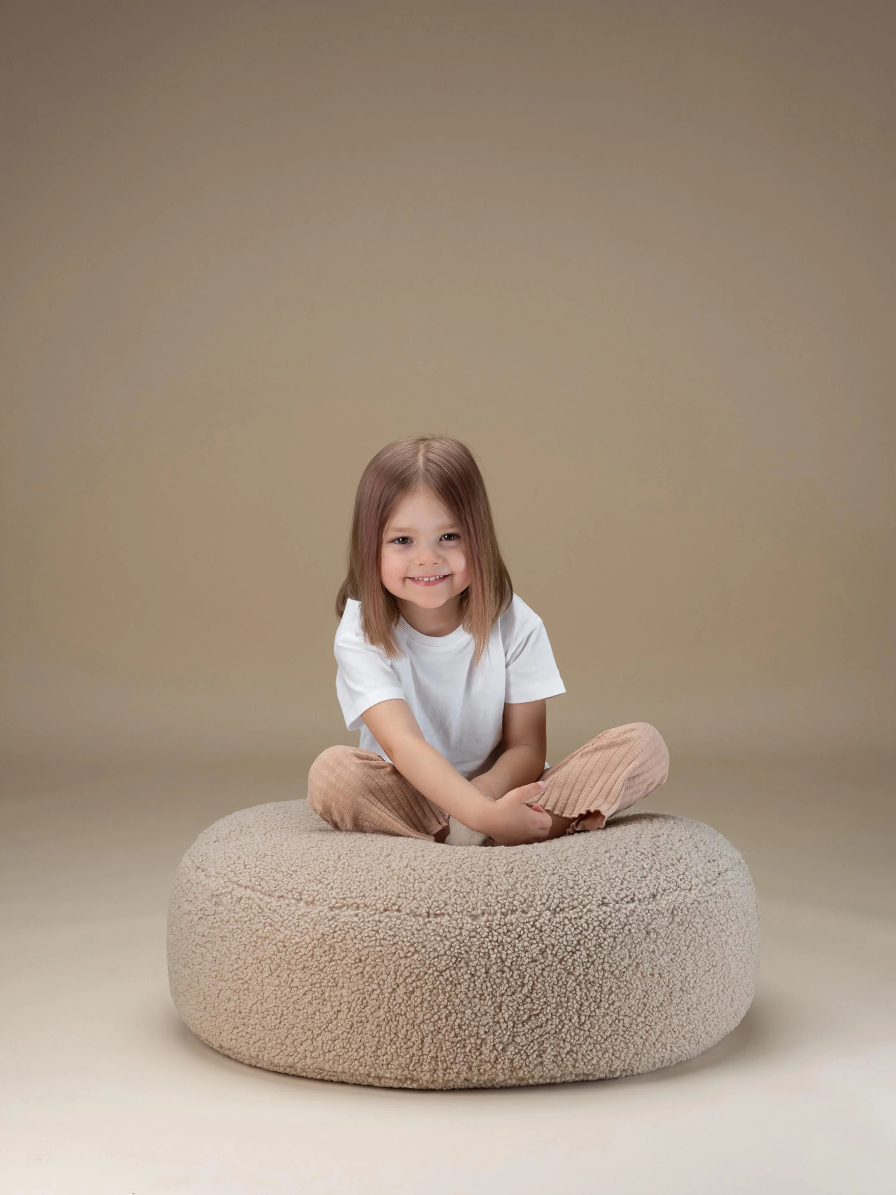 Kinderen teddy poef Sugar, Ø 65 cm