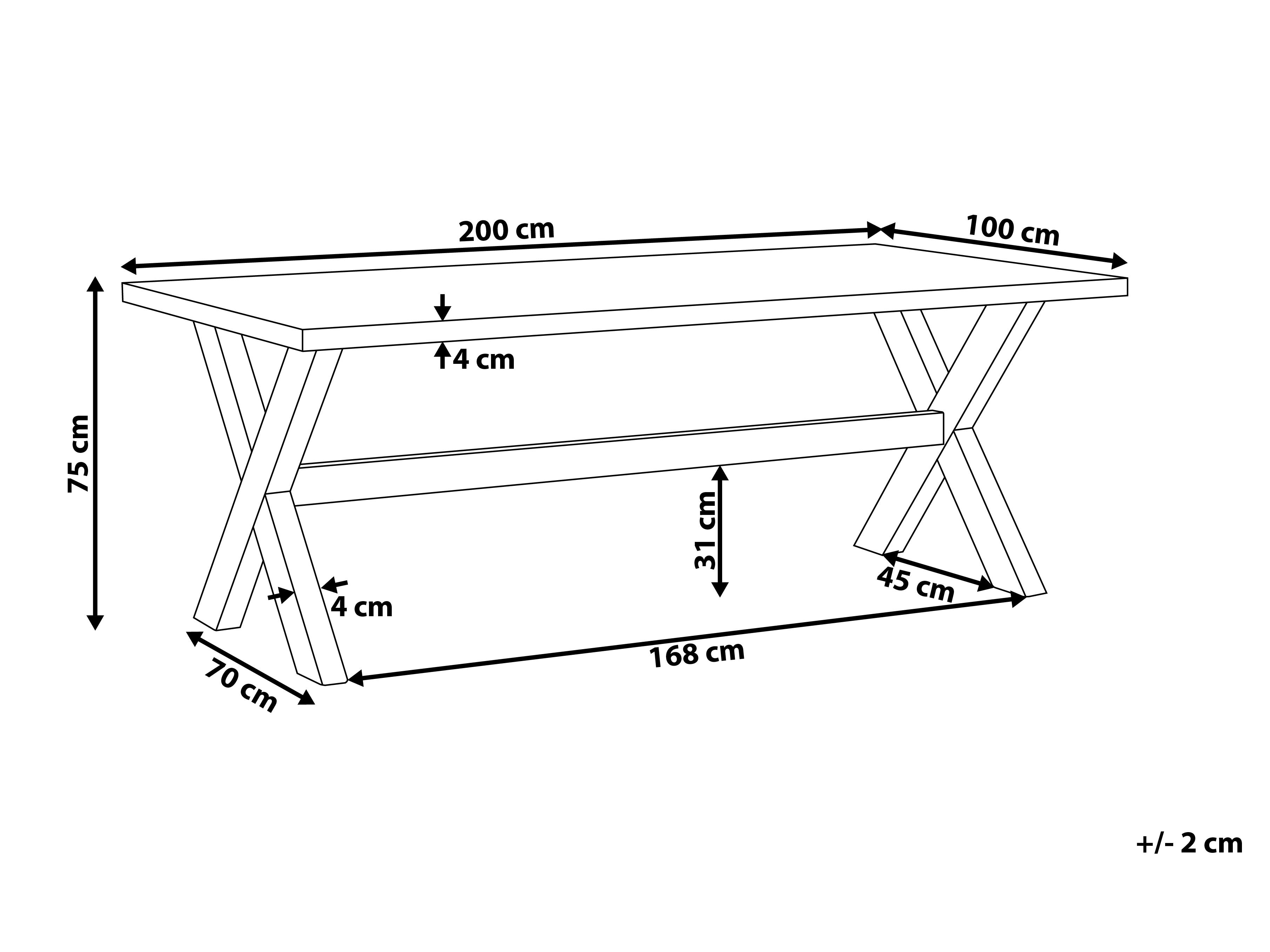Tuin eettafel OLBIA 200 cm 100 cm Beton Wit
