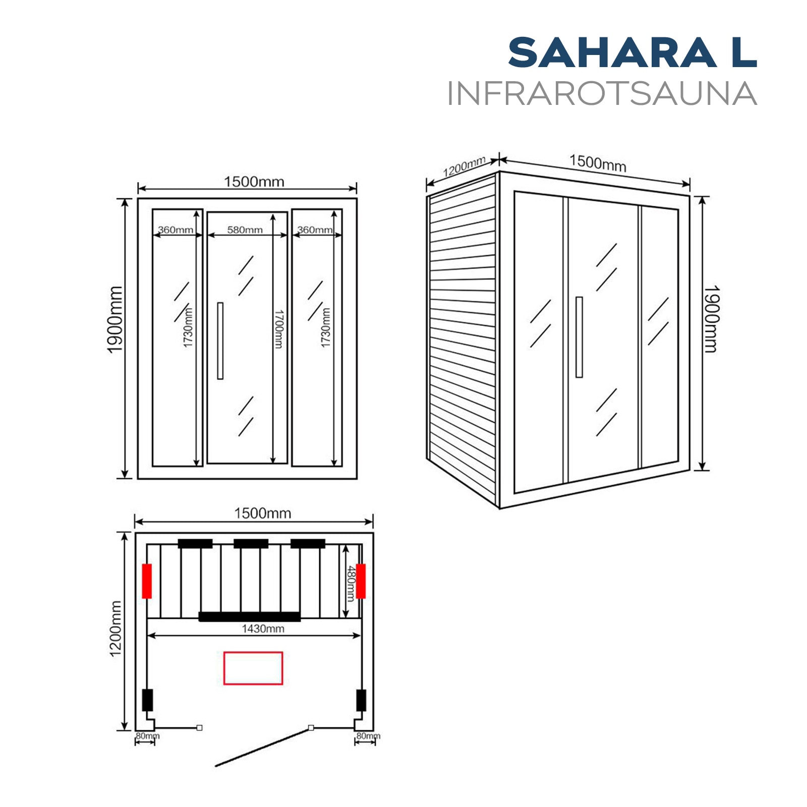 Home Deluxe Sahara L Infrarotsauna mit Vollspektrumstrahler