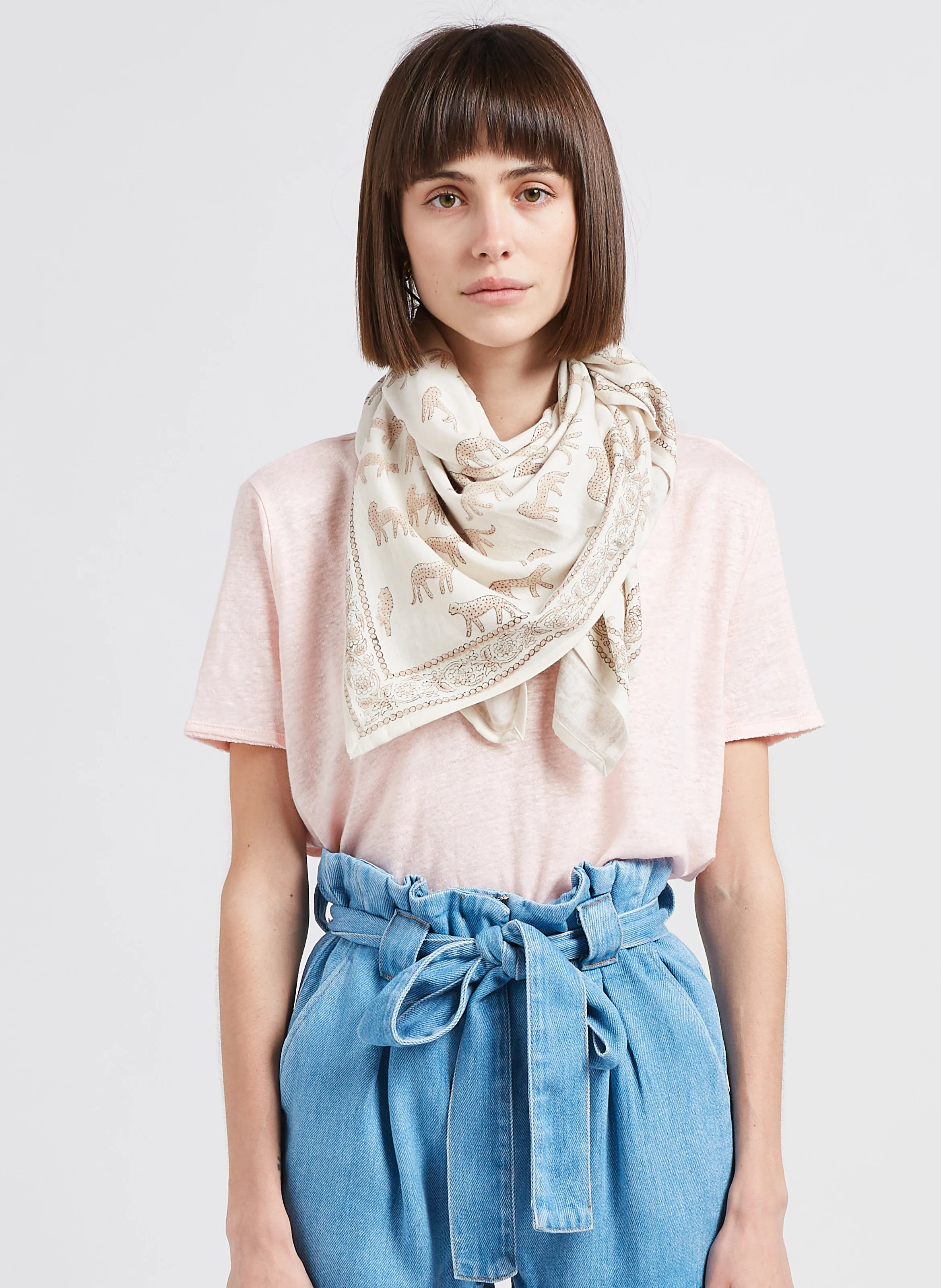 LATIKA - Foulard imprimé en coton | Blanc