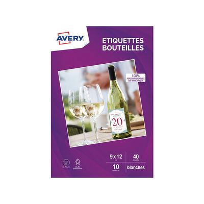 Avery - 40 Étiquettes pour bouteilles - 120 x 90 mm - Impression jet d'encre