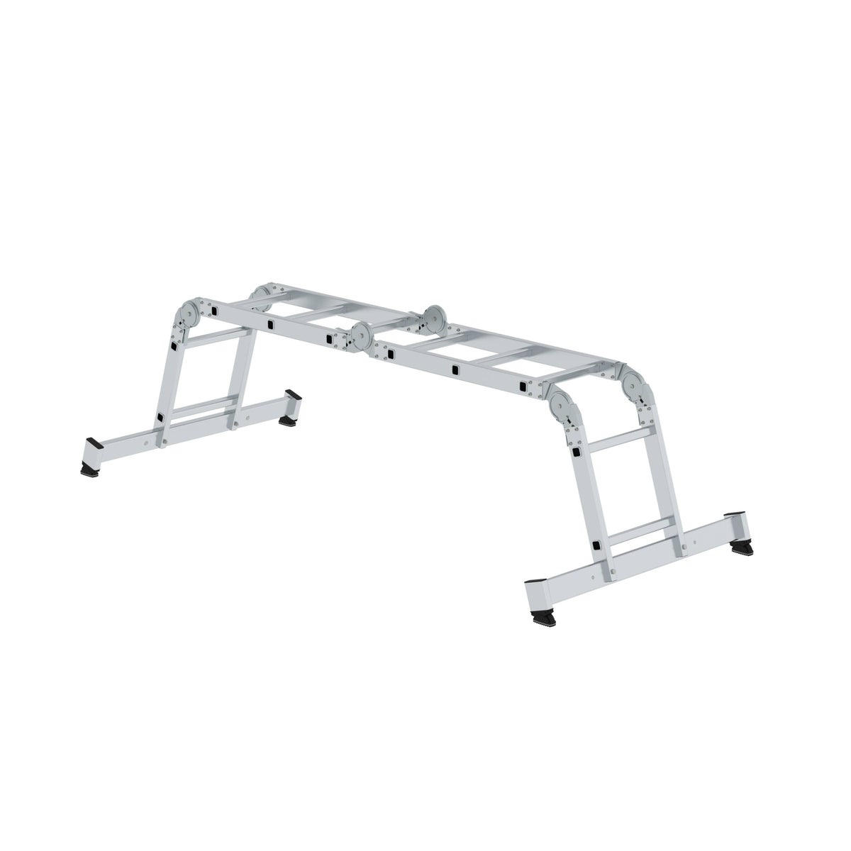PROREGAL Multifunctionele ladder, 4-delig, met dwarsbalk en houten platform, 2 x 2 & 2 x 3 sporten